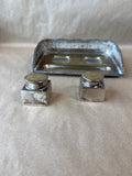 Art Deco Style Silver Plate Inkwell Desk Set