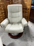 Benchmaster Leather Swivel Reclining Chair with Ottoman
