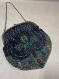 Black Floral Beaded Vintage Handbag