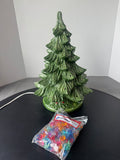 2-Piece Vintage Ceramic Christmas Tree with Flower-Lites (WORKS)