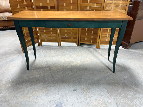 Lane Two Tone Console Table with Drawer (dark green/wood tone)