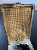 Art Deco Vintage Sterling Silver Compact Purse with 14K Gold Accents