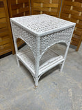 Lightweight White Wicker Side Table