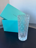 Tiffany & Co. Crystal Basket Weave Cylinder Vase with Box