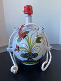 Faenza Italian Majolica Garofano Carnation Large Vintage Pottery Wine Flask