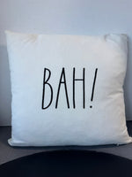 Rae Dunn “Bah!” White Feather Throw Pillow