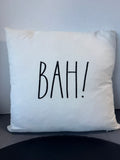 Rae Dunn “Bah!” White Feather Throw Pillow