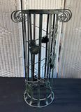 Green Vintage Metal Scroll Grapevine Column Plant Stand