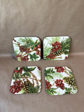 Williams - Sonoma Holiday Botanical Berry Cork Back Coasters With Box - Set Of 4 - 2 Available // PRICED INDIVIDUALLY