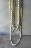 Multi-Strand Faux Pearl Statement Necklace
