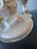 Pair of Pier 1 Imports Glass Seashell Pillar Candle Holders with Candles