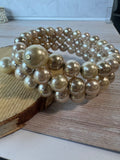 Faux Champagne Pearl Wire Wrap Bracelet