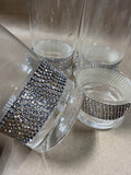 Clear Drinking Glasses With Rhinestone Strip - Set Of 4