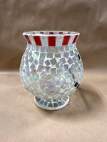 Snowman Mosaic Glass Candle Holder