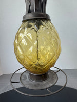 Metal & Amber Glass Pineapple Hummingbird Feeder