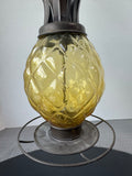Metal & Amber Glass Pineapple Hummingbird Feeder