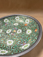 (A) Japanese Porcelain Ware Pewter Encased Trinket Dish