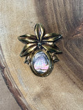 Gold Tone Brooch with Abalone