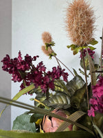 Faux Floral, Fruit & Artichoke Arrangement in Resin Urn