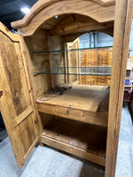 Rustic Armoire with Glass Shelves ***HEAVY ITEM***READ DESCRIPTION CAREFULLY***
