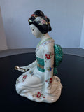Japanese Porcelain Geisha Figurine with Floral Kimono