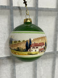 Tuscan Landscape Hand Painted Ornament with Decorative Hook