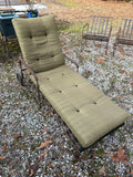 Brown Metal Outdoor Chaise Lounge w/Wheels and Cushion