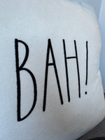 Rae Dunn “Bah!” White Feather Throw Pillow