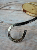 Hammered Silver Tone Omega Necklace