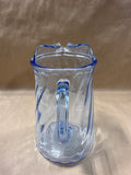 Blue Glass Swirl Water Pitcher With Ice Lip
