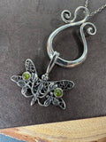 Filigree Dragonfly Sterling Silver Double Pendant Necklace