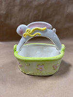 Ceramic Easter Bunny Basket With Bunny Handle