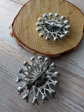 Pair of Silver Tone Medallion Brooches (D)