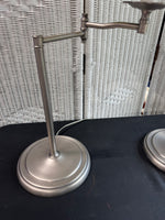 Pair of Brushed Nickel Swing Arm Table Lamps (WORKS)
