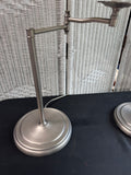 Pair of Brushed Nickel Swing Arm Table Lamps (WORKS)