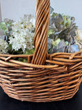 Woven Hand Basket with Faux Hydrangeas