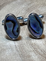 Silver Tone/Abalone Cuff Links