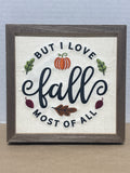 Framed Embroidered Fall Sign