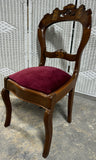 French Style Carved Vintage Side Chair with Velvet Seat