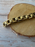 Monet Gold Tone Panel Link Vintage Bracelet