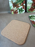 Williams - Sonoma Holiday Botanical Berry Cork Back Coasters With Box - Set Of 4 - 2 Available // PRICED INDIVIDUALLY