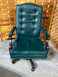 Ethan Allen Green Leather Office Chair (B)