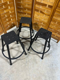 Set of (3) Metal Bar Stools ***NEED SEATS***READ DESCRIPTION/SEE PHOTOS***AS IS