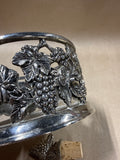 Heavy Silverplate Grape Wine Coaster With Matching Bottle Stopper