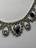 Yellow Rhinestone Necklace with Black & Silver Accents