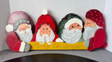 Artist Signed Folk Style Wooden Santas Merry Christmas Decor