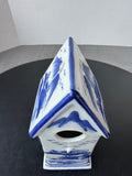 Blue & White Chinoiserie Ceramic Decorative Birdhouse