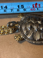 Gold/Silver Tone Turtle Pendant & Gold Chain