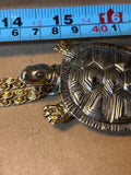 Gold/Silver Tone Turtle Pendant & Gold Chain