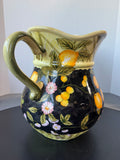 Tracy Porter Style Large Ceramic Pitcher Vase with Lemon Motif